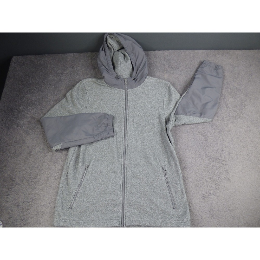 Under Armour ColdGear Mens Medium Gray Full Zip Hybrid Hoodie Jacket Loose Fit